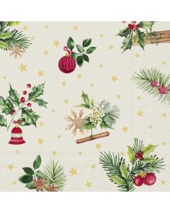 IHR Frokostserviet 3-lags 20stk - Ilex Wreath Julekrans Cream