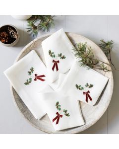 Langkilde & Søn juleservietter med mørkerød sløjfe 4stk