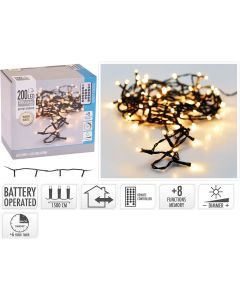 Lyskæde 15m 200 Lys & Timer - Varm Hvid