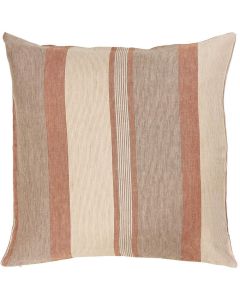Pudebetræk 50x50cm beige m/brune og rustfarvede striber