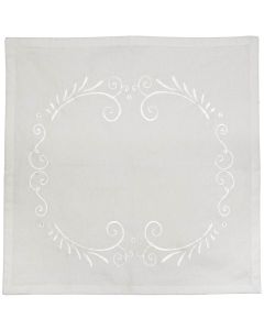 Stofserviet hvid m/broderi