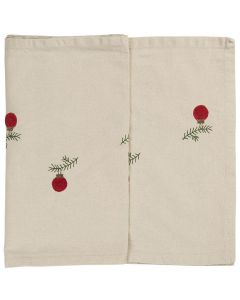 Bordløber Tradition m/julekugler på grankviste - Hørfarvet