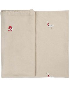 Dug Tradition kvadratisk m/broderede julemotiver hørfarvet