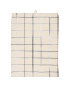 Viskestykke Ebbe natur m/mørkeblåt ternet mønster