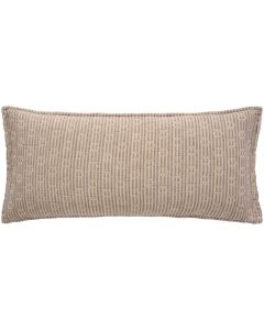 Ib Laursen Pudebetræk 80x35cm Dobbeltvævet Natur/brun stribet m/kantha-stikninger