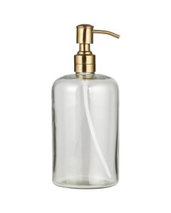 Sæbedispenser stor m/messingfarvet pumpe rustfrit stål