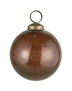 Julekugle pebbled glas mocca - Ø8cm