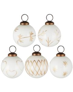 Julekugle hvid m/guldfarvet