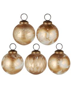 Julekugle hvid/messing-look m/guldfarvet