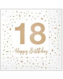 Sovie Frokostserviet 3-lags 20stk - Happy Birthday 18 år