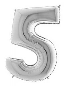 Ballon tal sølv nr.5 - 65cm