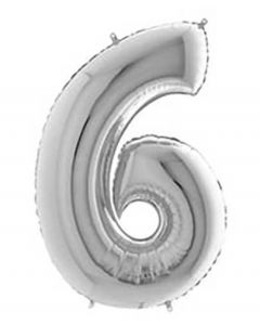 Ballon tal sølv nr.6 - 65cm