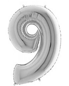 Ballon tal sølv nr.9 - 65cm