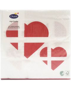 Duni serviet 33x33 3lags 20stk - Dansk Hjerte