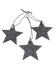Filtstjerne grå - 3 stk