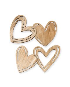 Træhjerter 12stk natur - Ø5,5cm