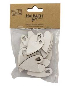 Træhjerte 12stk hvid